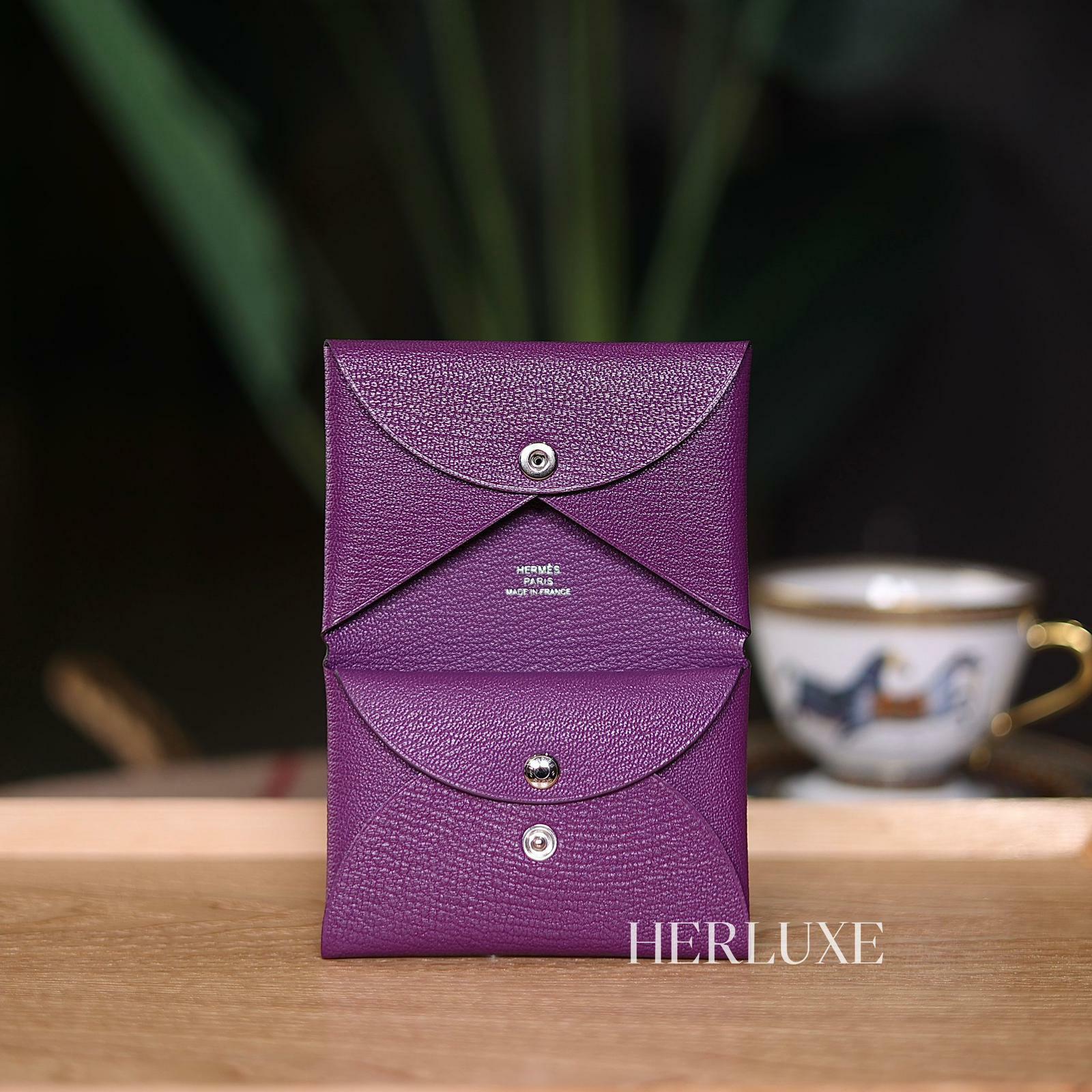 Calvi duo card holder 96 violet chèvre U