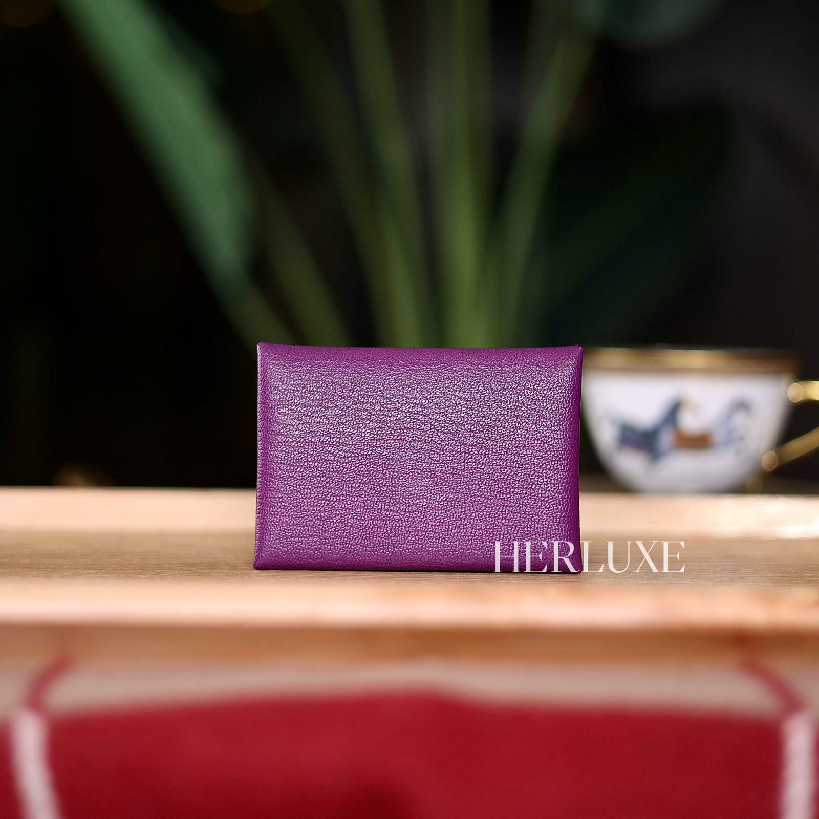 Calvi duo card holder 96 violet chèvre U