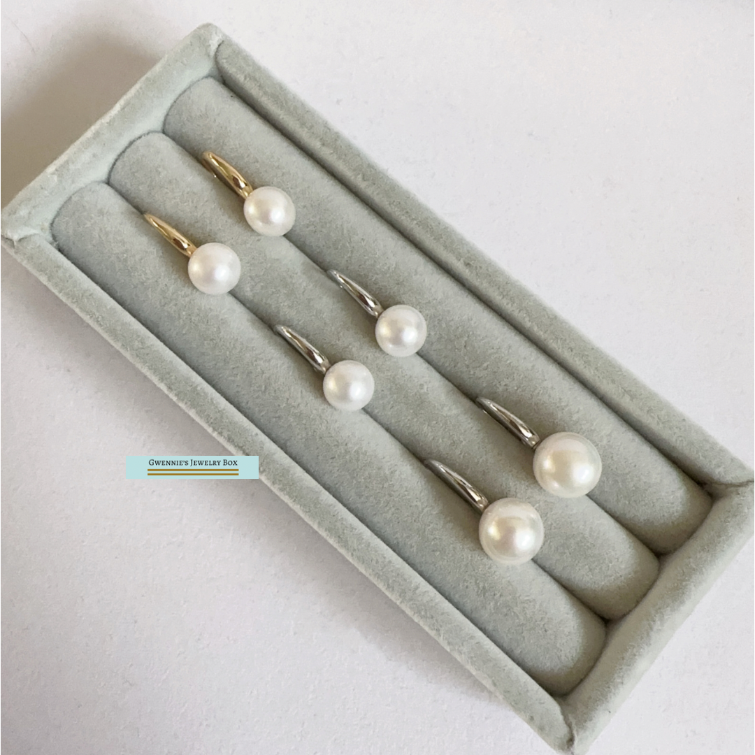 Ｃ字造型耳針-珍珠耳環