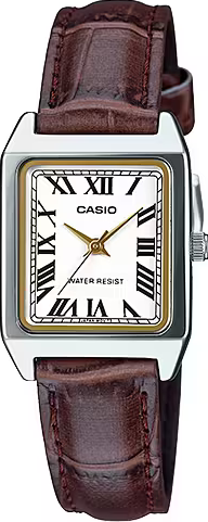 萬年鐘錶 - CASIO  簡單俐落羅馬字小巧方形皮革女錶 LTP-V007L-7B2  錶徑22MM