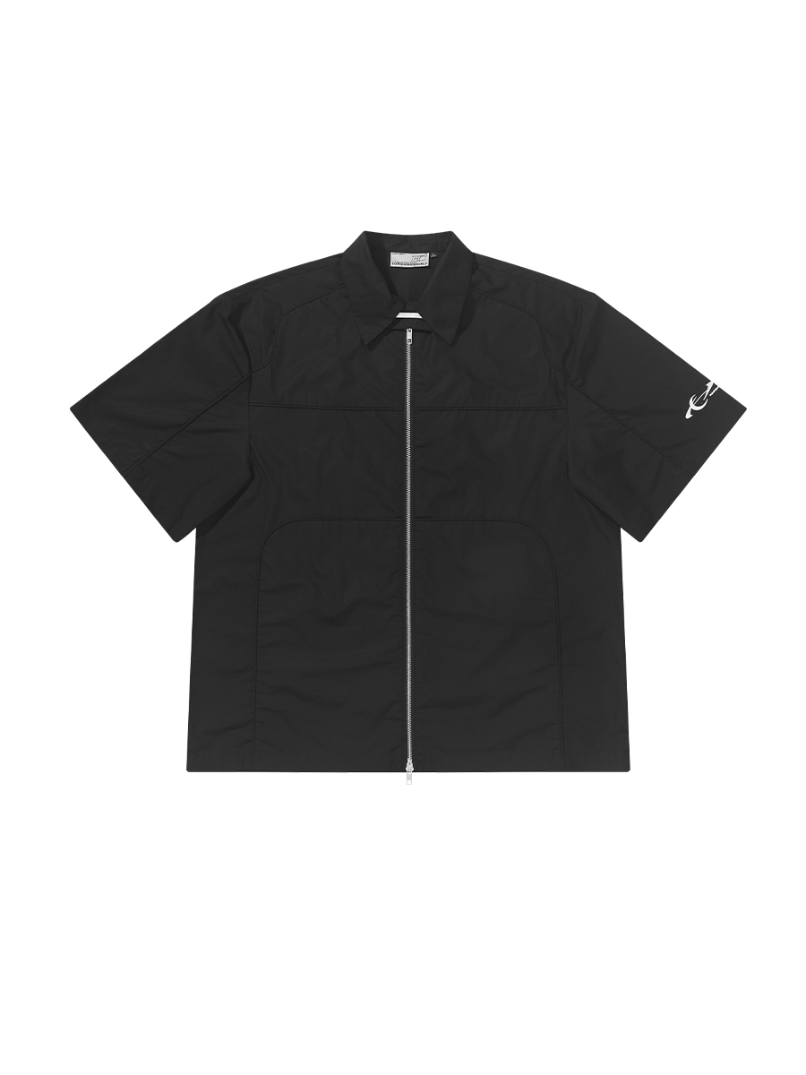 HARSH AND CRUEL 23SS 解構不規則立體壓褶立領短袖襯衫 HM232070207