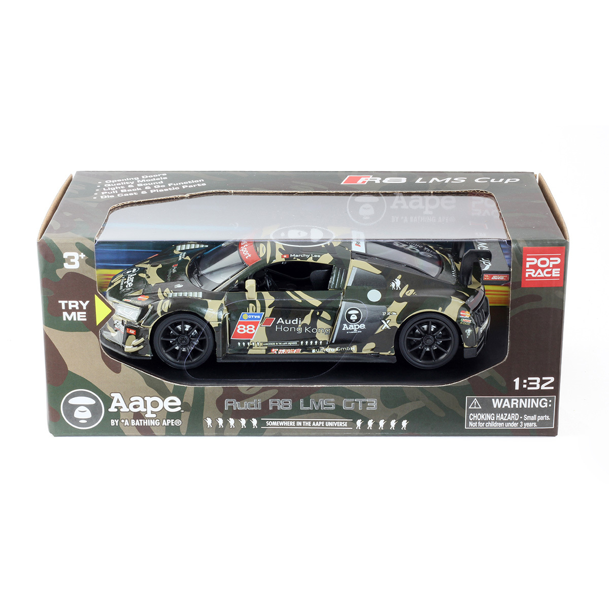 合金模型車 - 1:32 Audi R8 LMS #88 AAPE 迷彩綠