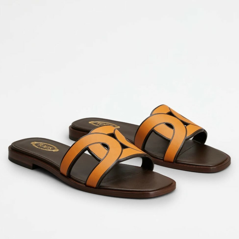 STO06802 TOD'S 橙色Logo皮革拖鞋 #XXW70K0GU70MIDG622 (E)