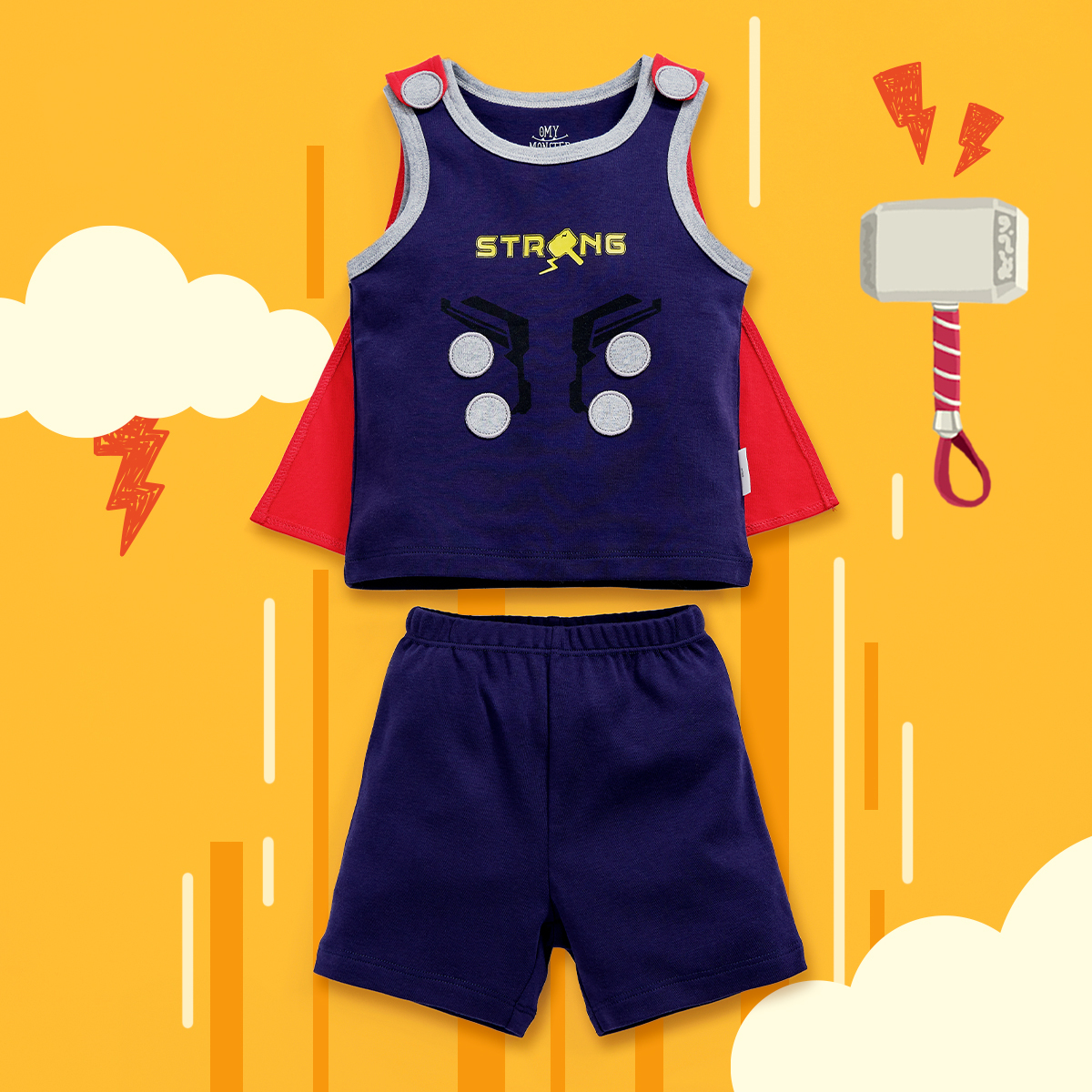 OMSET02_「雷B」背心連披肩套裝