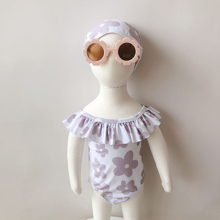 滿版花吊帶泳衣