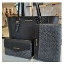 [S] MICHAEL KORS 35R3GCFT3T CHARLOTTE LG 3 IN 1 LEATHER TOTE,BLACK, 196163628066 (SMK380)