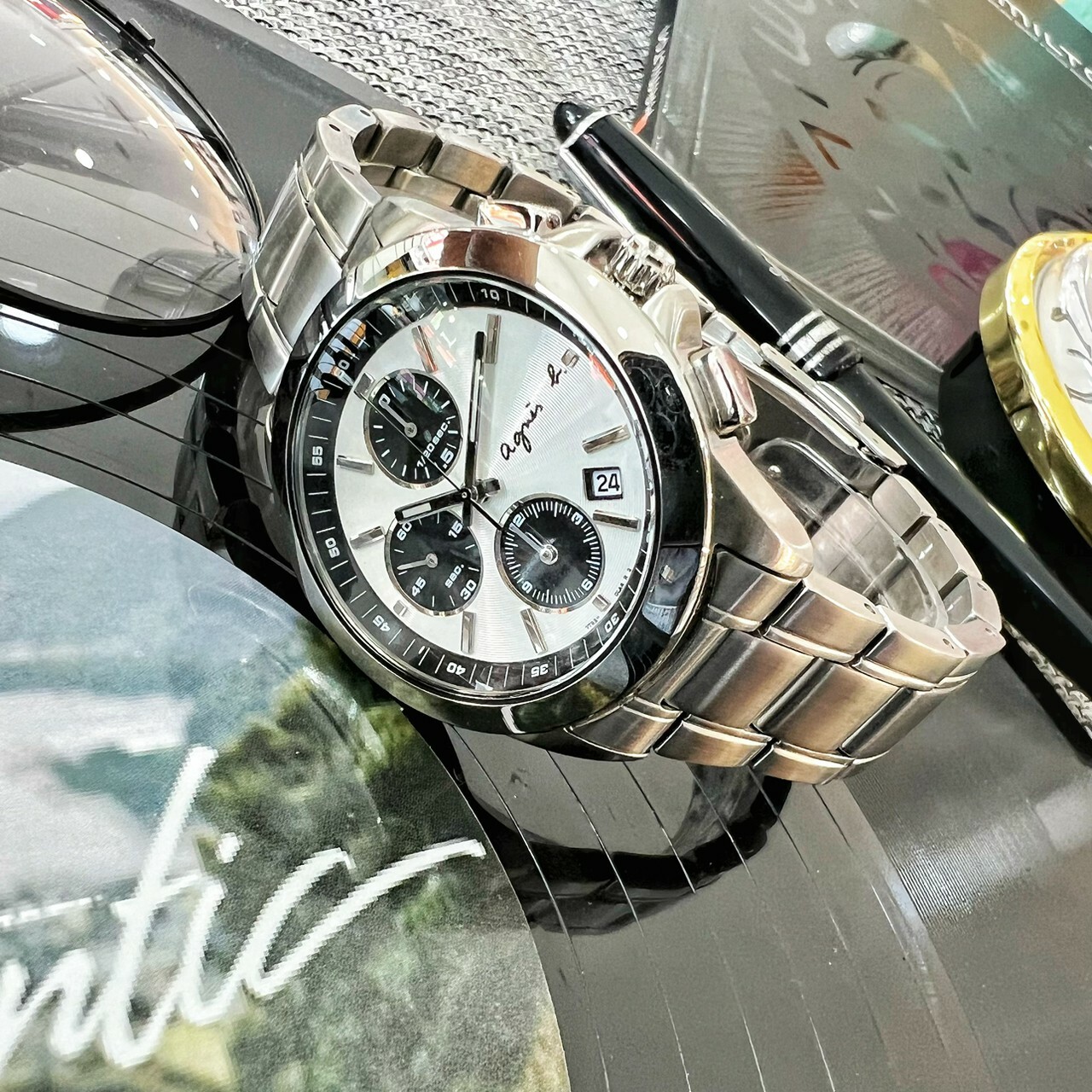 【Agnes b】黑白相襯中性三眼計時腕錶 7T92-0HV0K (黑)/ 7T92-0HV0S(銀) 40mm 現代鐘錶