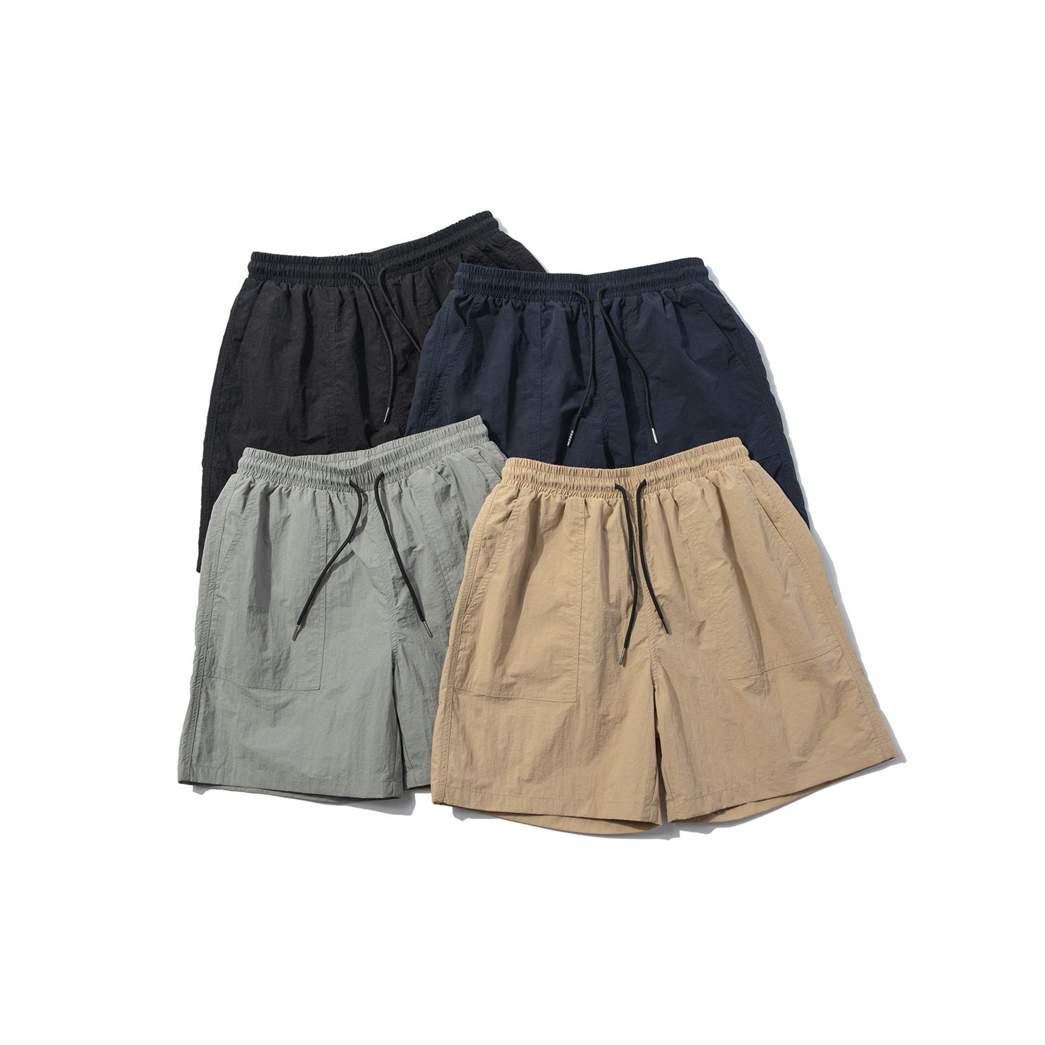 素面口袋 休閒穿搭 潮流 日常 車邊防水短褲