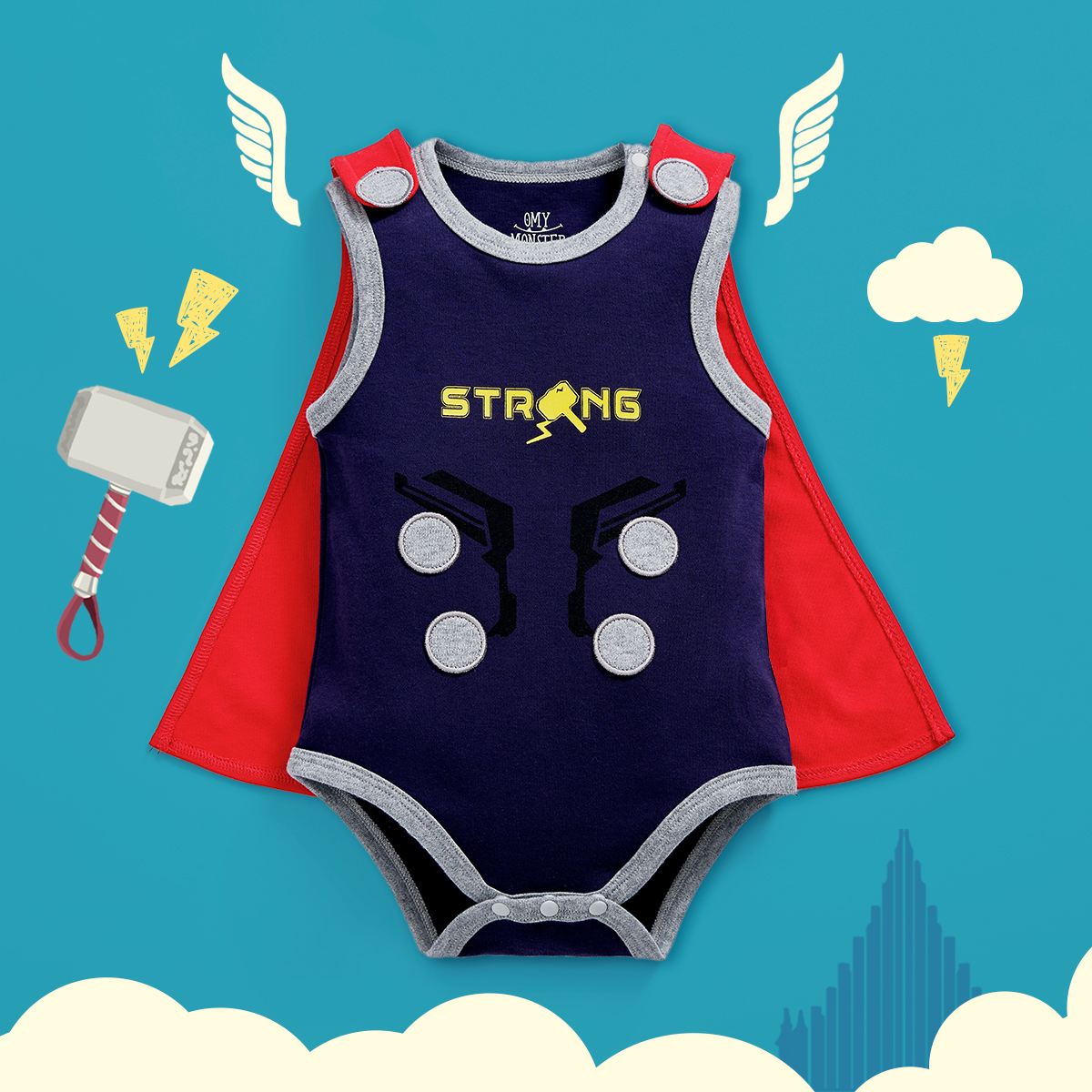 OMYMONSTER OMBS10_雷B 背心包屁衣連披肩套裝_Pre-order