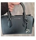 [S] MICHAEL KORS 35S3S6HS5L SHEILA SM CNTR NON-LEATHER VEGAN ZIP SATCHEL,BLACK, 196163785943 (SMK393)