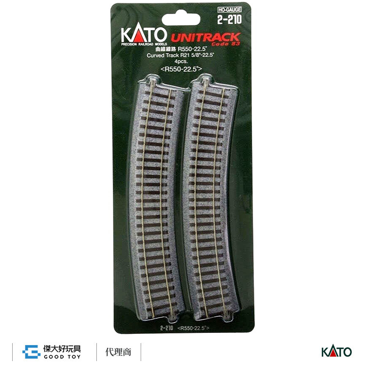 KATO 2-210 (HO) 曲線線路 R550-22.5 (4入)