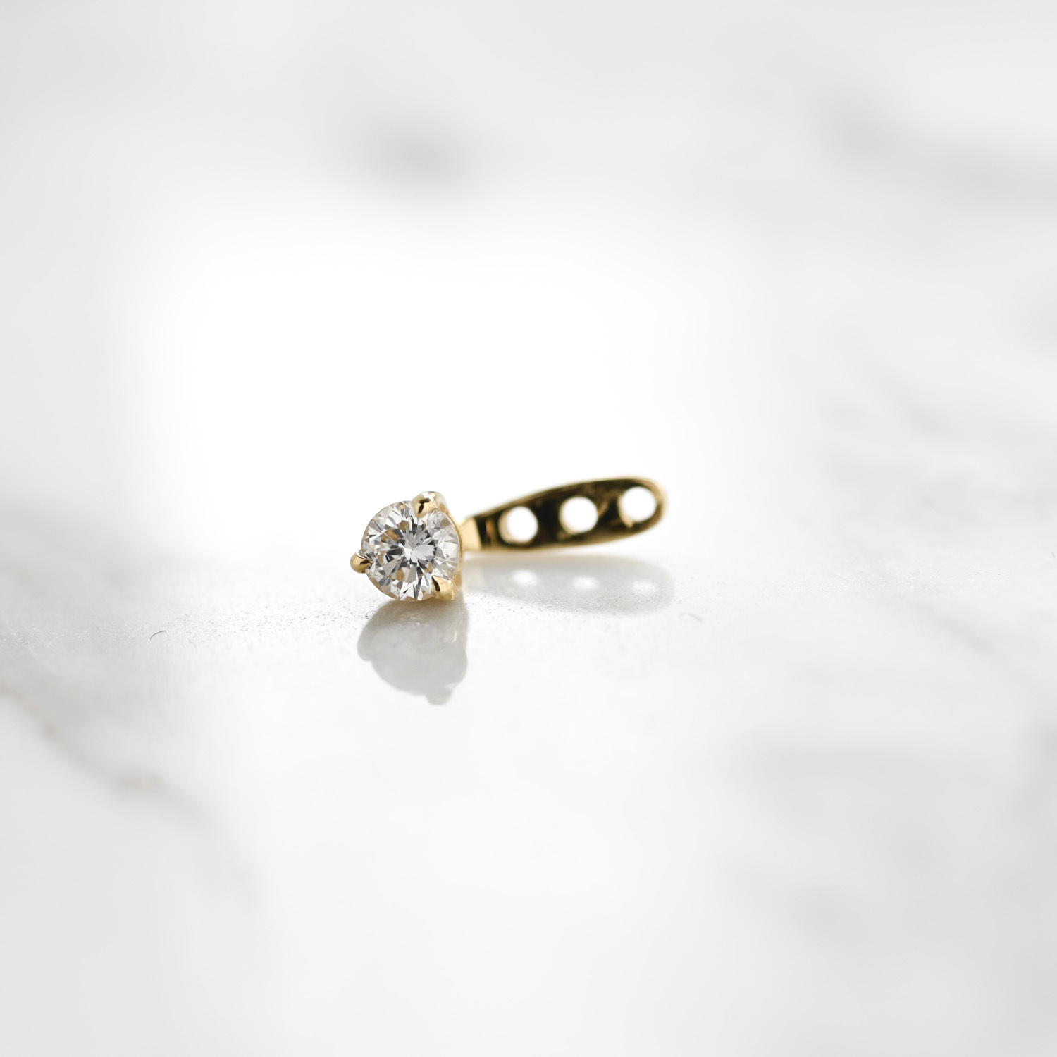 18K Three Prong 0.10ct Single Diamond Earring Jacket  (longer version)