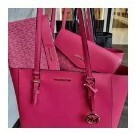 [S] MICHAEL KORS 35R3GCFT3T CHARLOTTE LG 3 IN 1 LEATHER TOTE,CARMINE PINK, 196163628189 (SMK396)