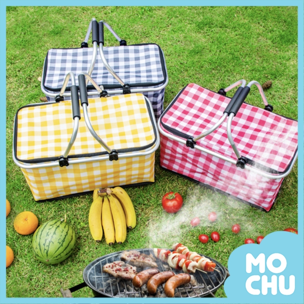 經典格紋牛津布野餐提籃(四色)
