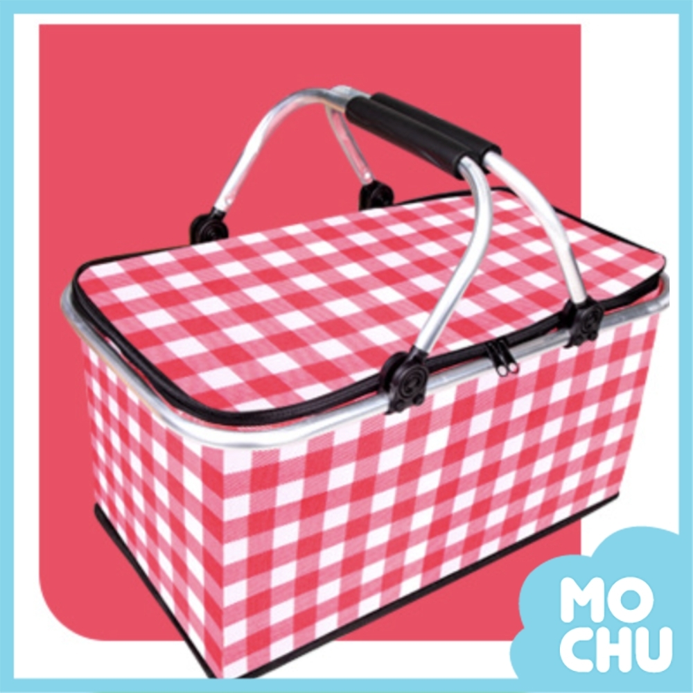 經典格紋牛津布野餐提籃(四色)