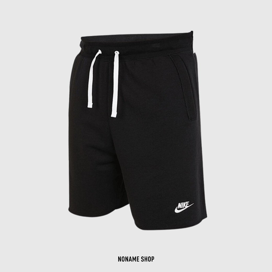 NIKE 刺繡 LOGO 不修邊 短褲 黑色 (男款)