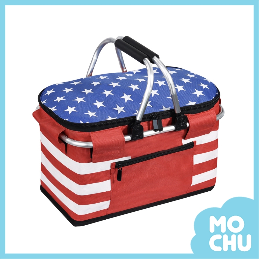 美式橫紋牛津布野餐提籃(四色)