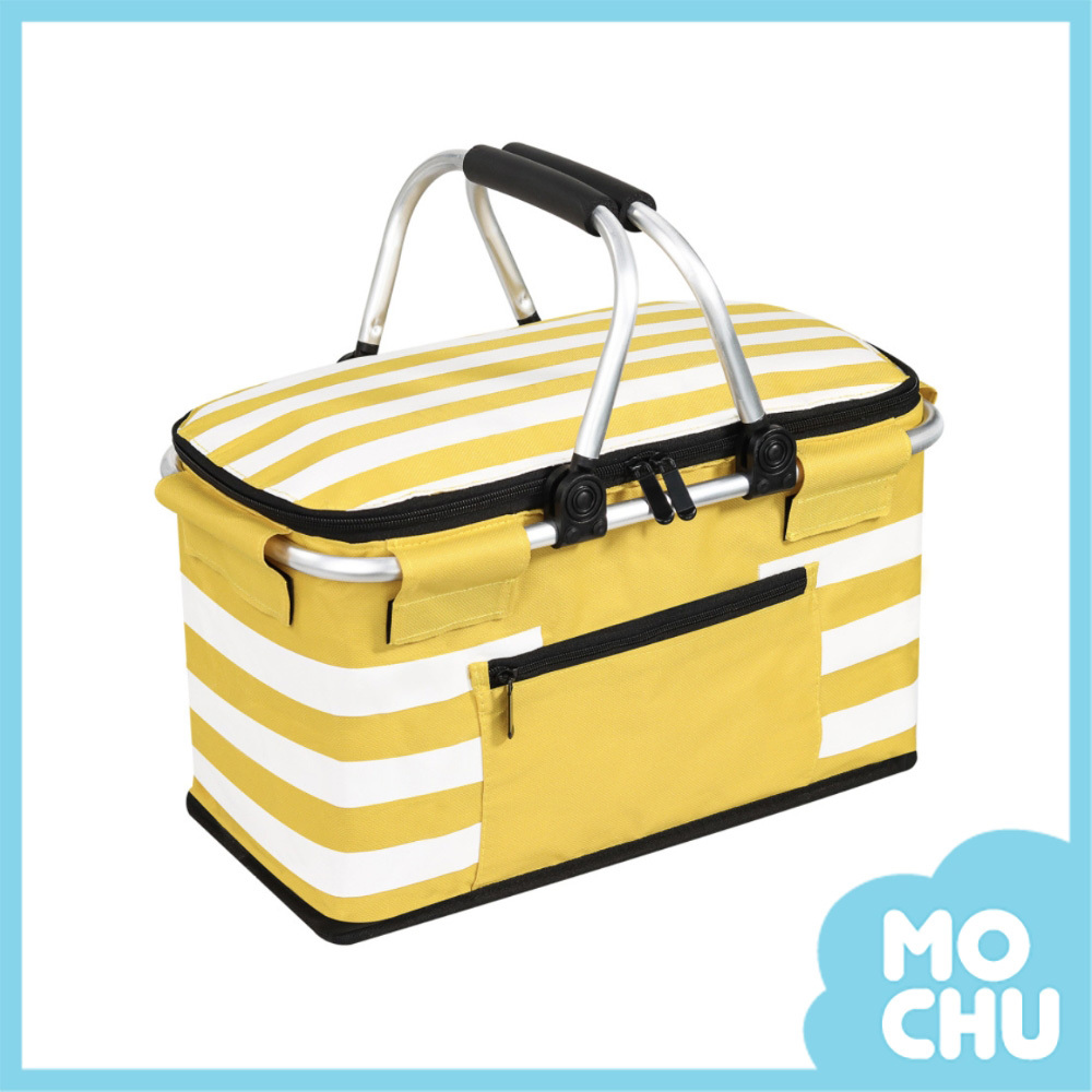 美式橫紋牛津布野餐提籃(四色)