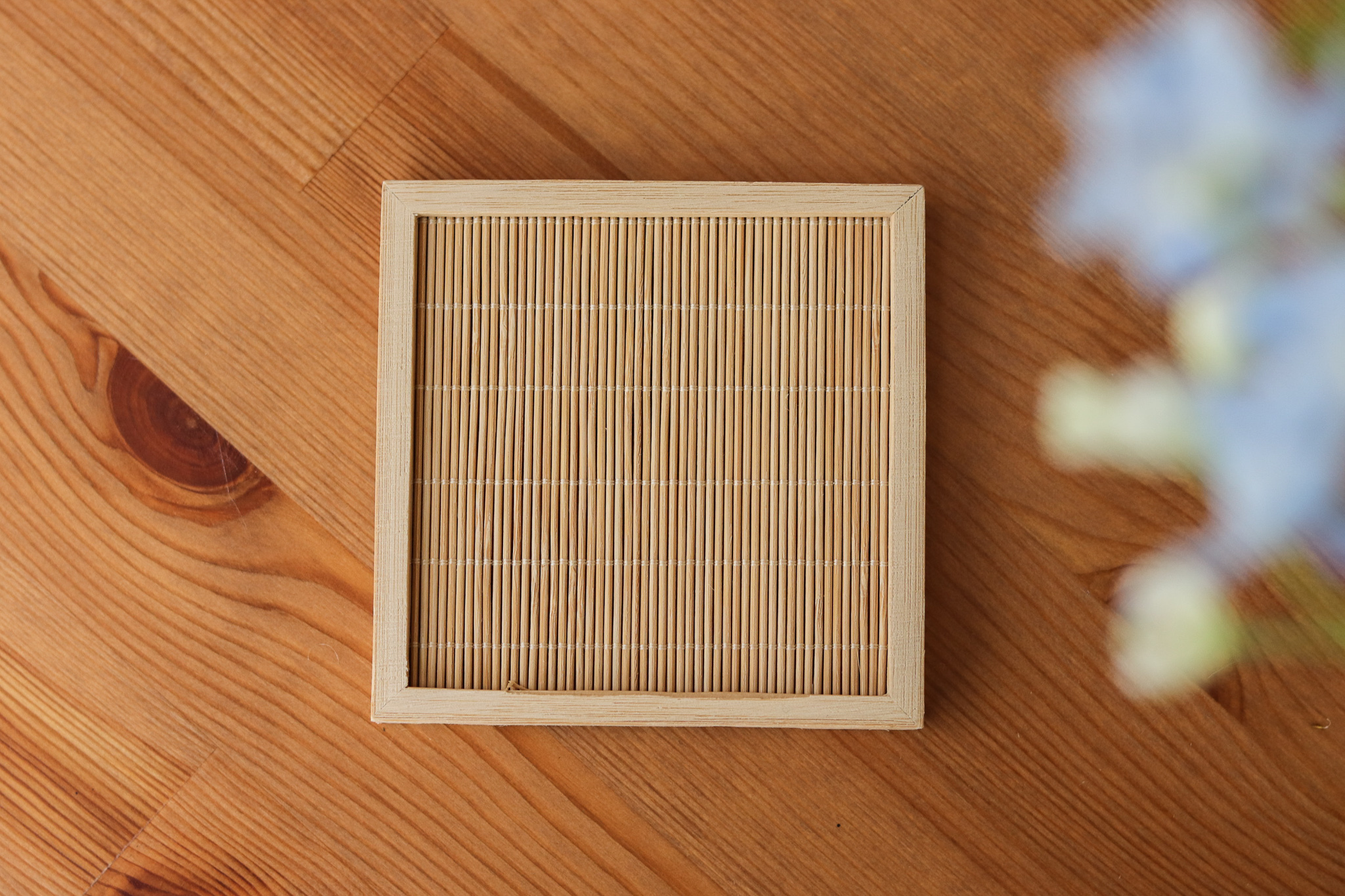 方形 竹編杯墊
