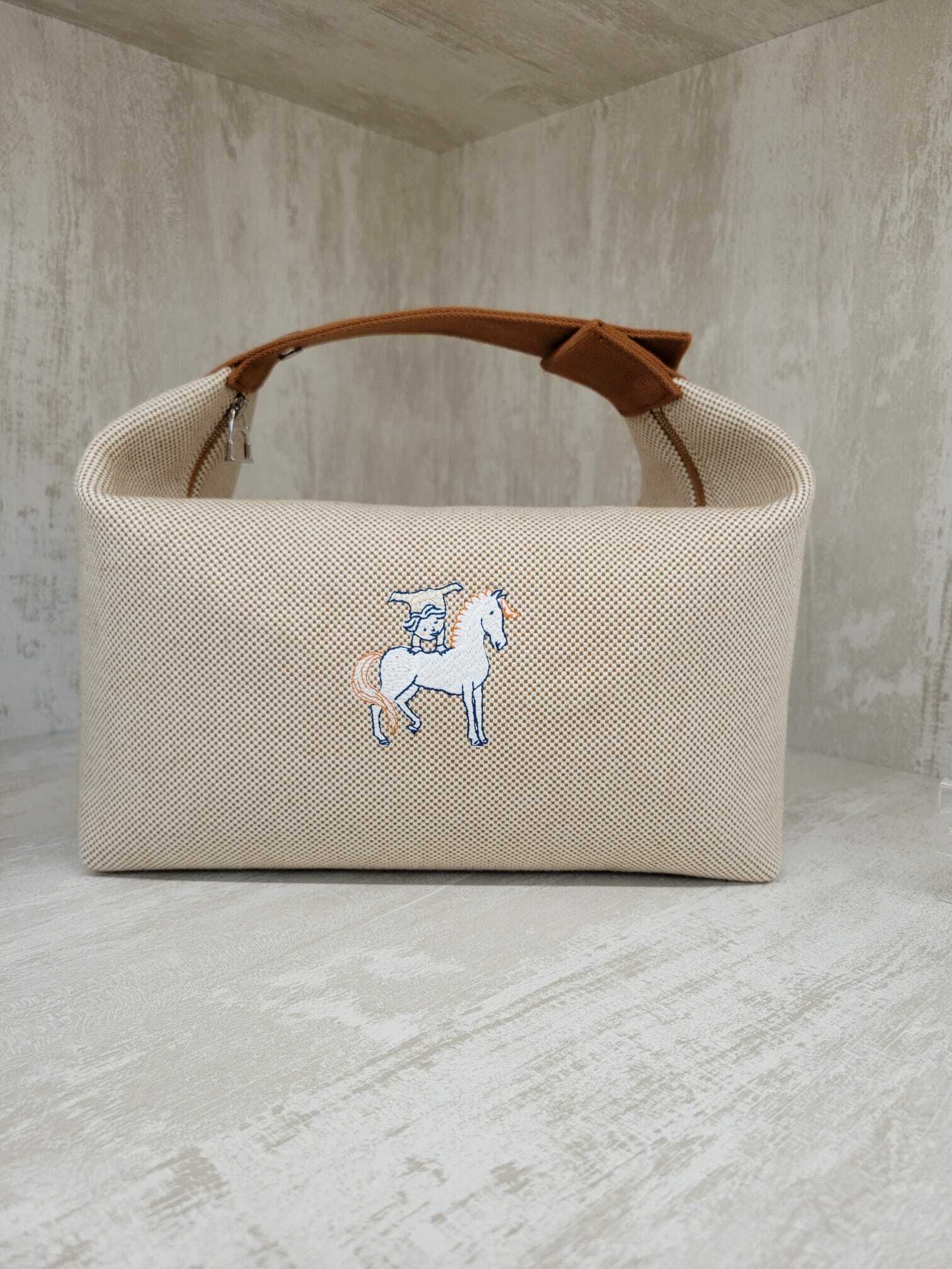 Hermes Bride-a-Brac Cabriole case print biscuit GM 飯盒包啡色圖案 GM