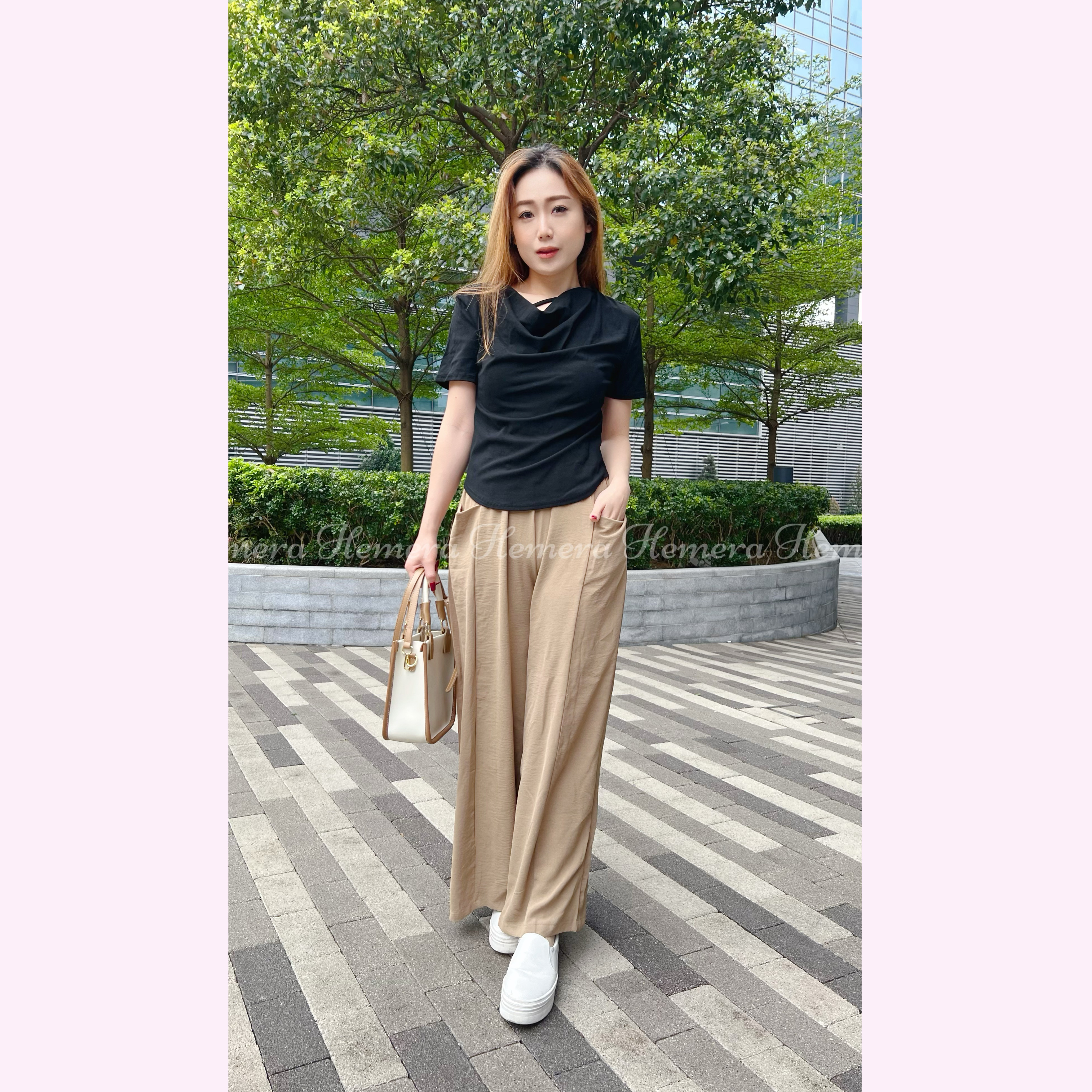 TP23W0443 休閒風斜帶棉質上身