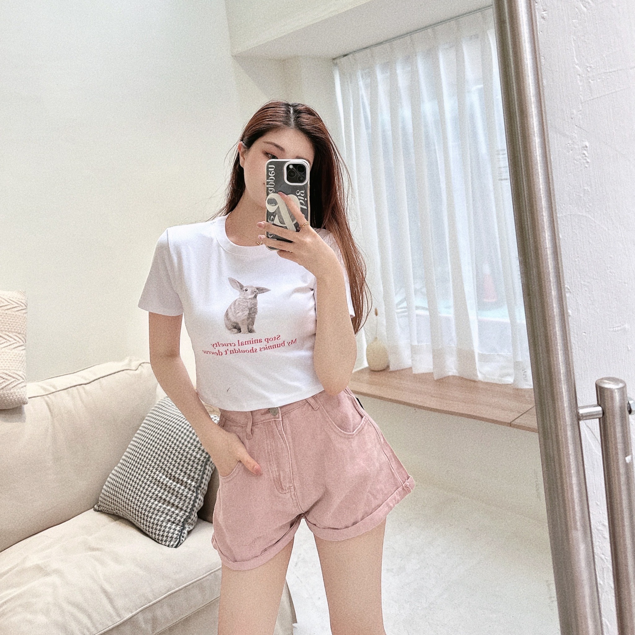 霧埋灰調單寧牛仔短褲/二色