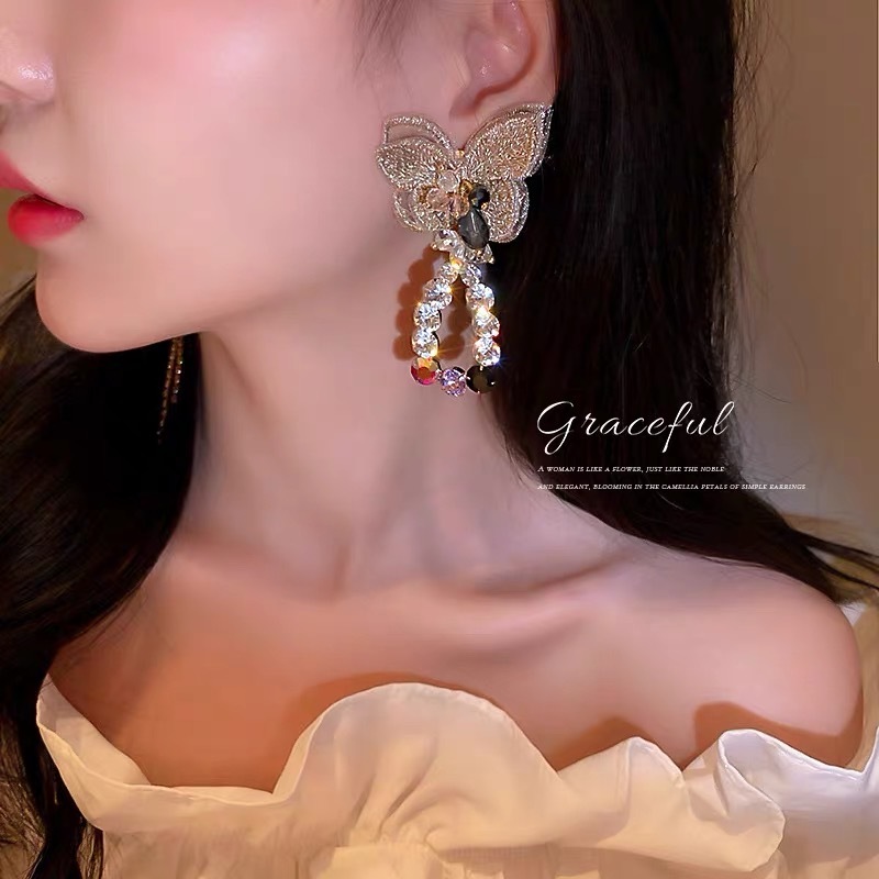 PY FASHION ACCESSARY: 手工刺繡 Bling Bling 度假蝴蝶耳環