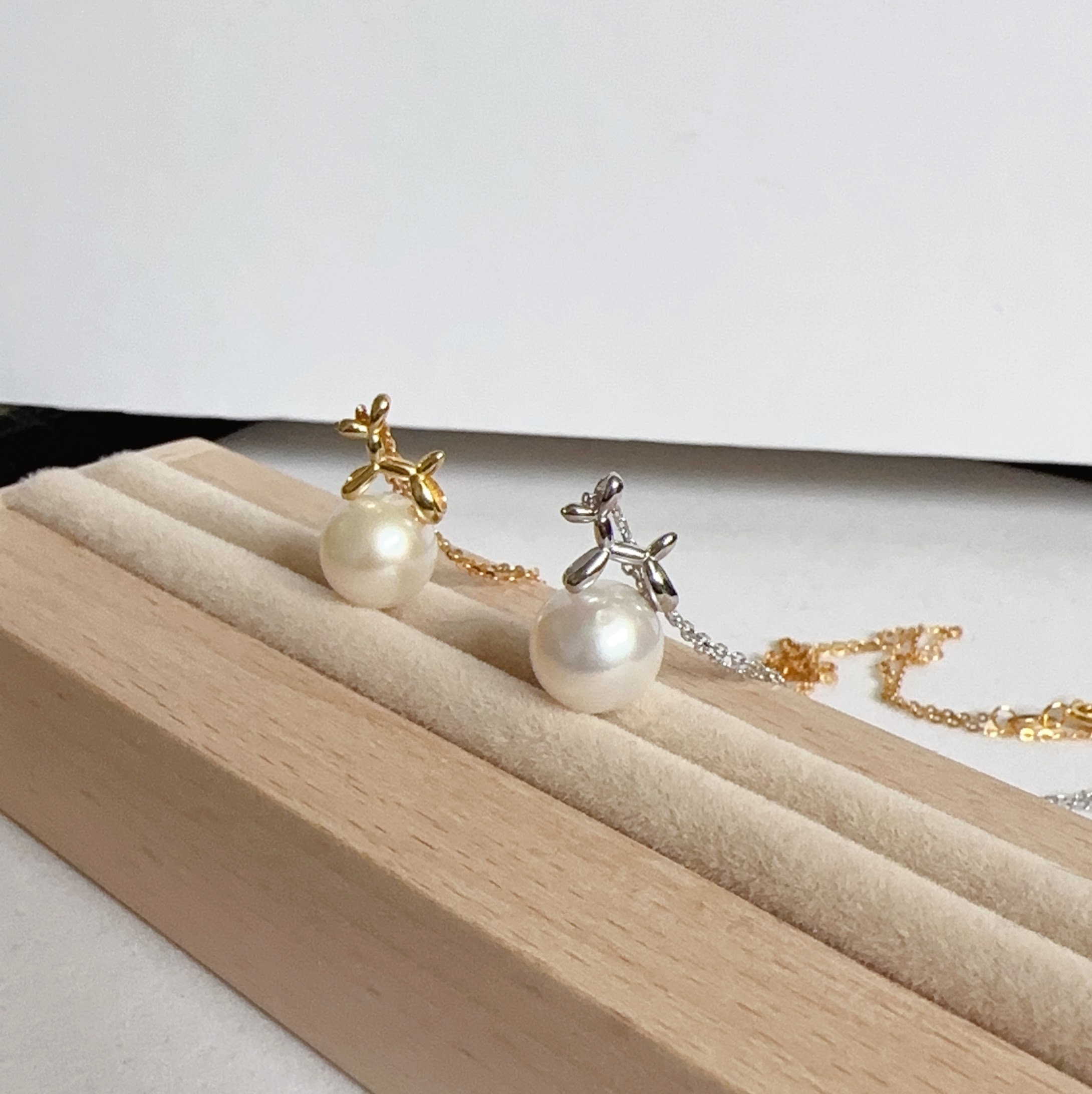 俏皮氣球狗珍珠項鍊