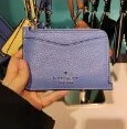 [S] KATE SPADE WLR00398 LEILA PEBBLED LEATHER SMALL CARD HOLDER WRITLET,FRESH BLUE, 196021272882 (SKS608)