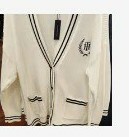 [S] TOMMY HILFIGER WOMEN'S V NECKLINE TH INITIAL LAUREL LOGO COTTON KNIT CARDIGAN,WHITE, 76J3868-111 (STH294)