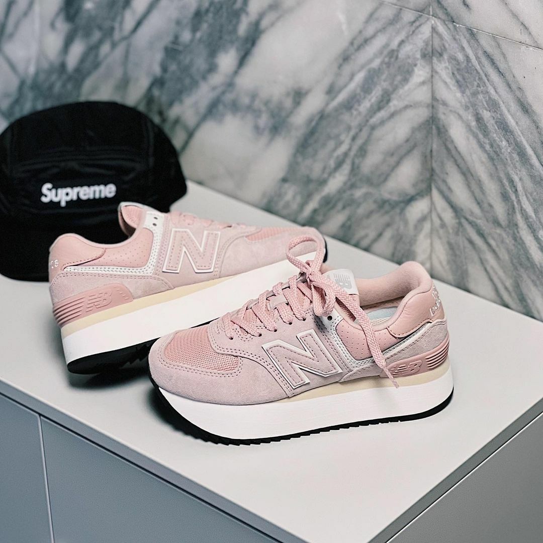 New Balance 574 草莓粉 粉色 粉紅 IU 白色 增高 厚底鞋 增高6公分 WL574ZAC