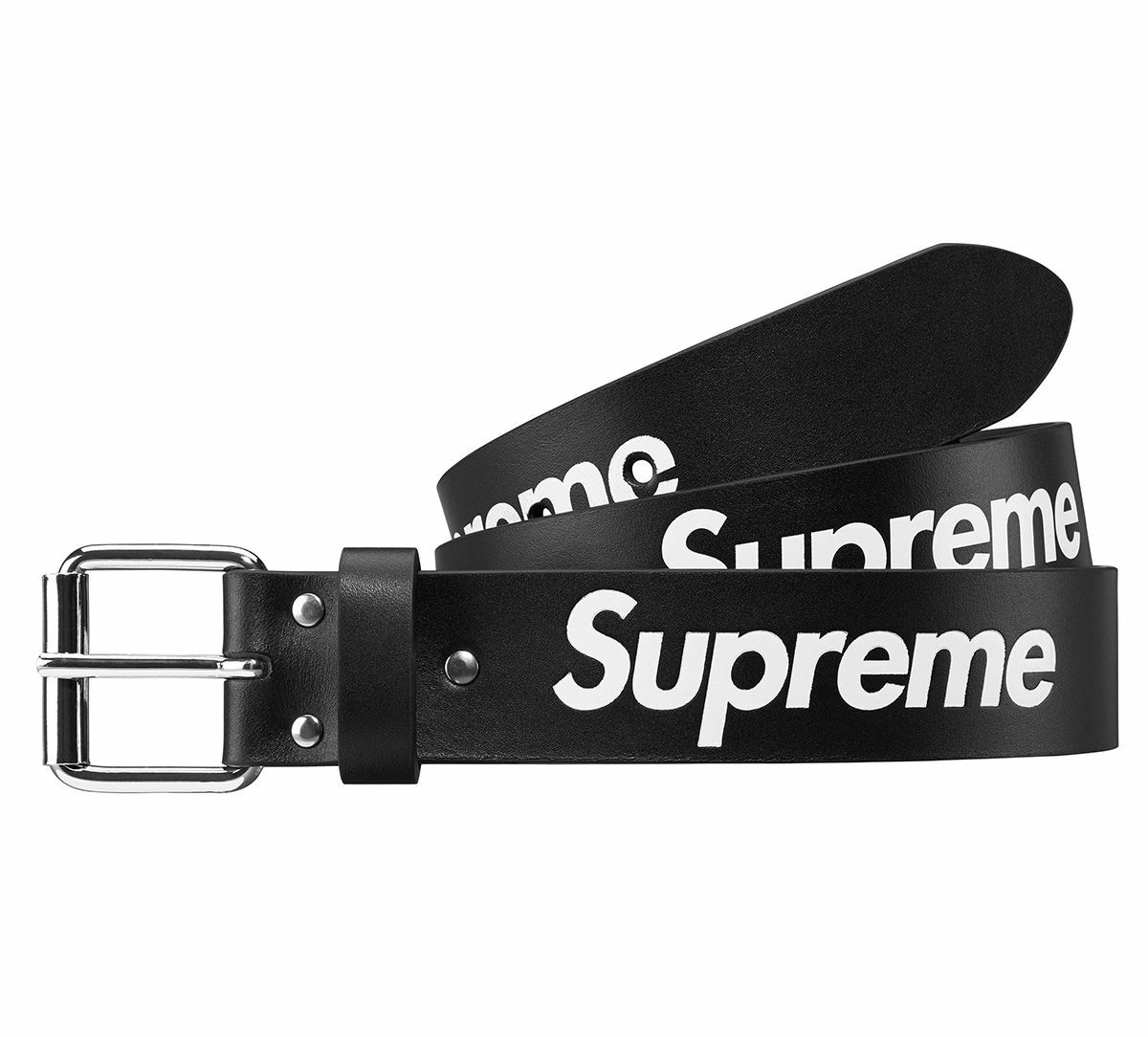 SUPREME® Repeat Leather Belt Black