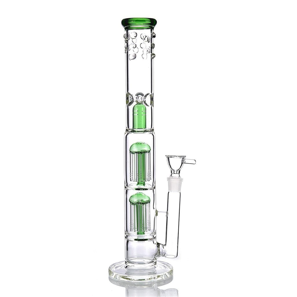 多色內鑲雙層濾蕊水煙壺 - Glass-100 Bong 38cm