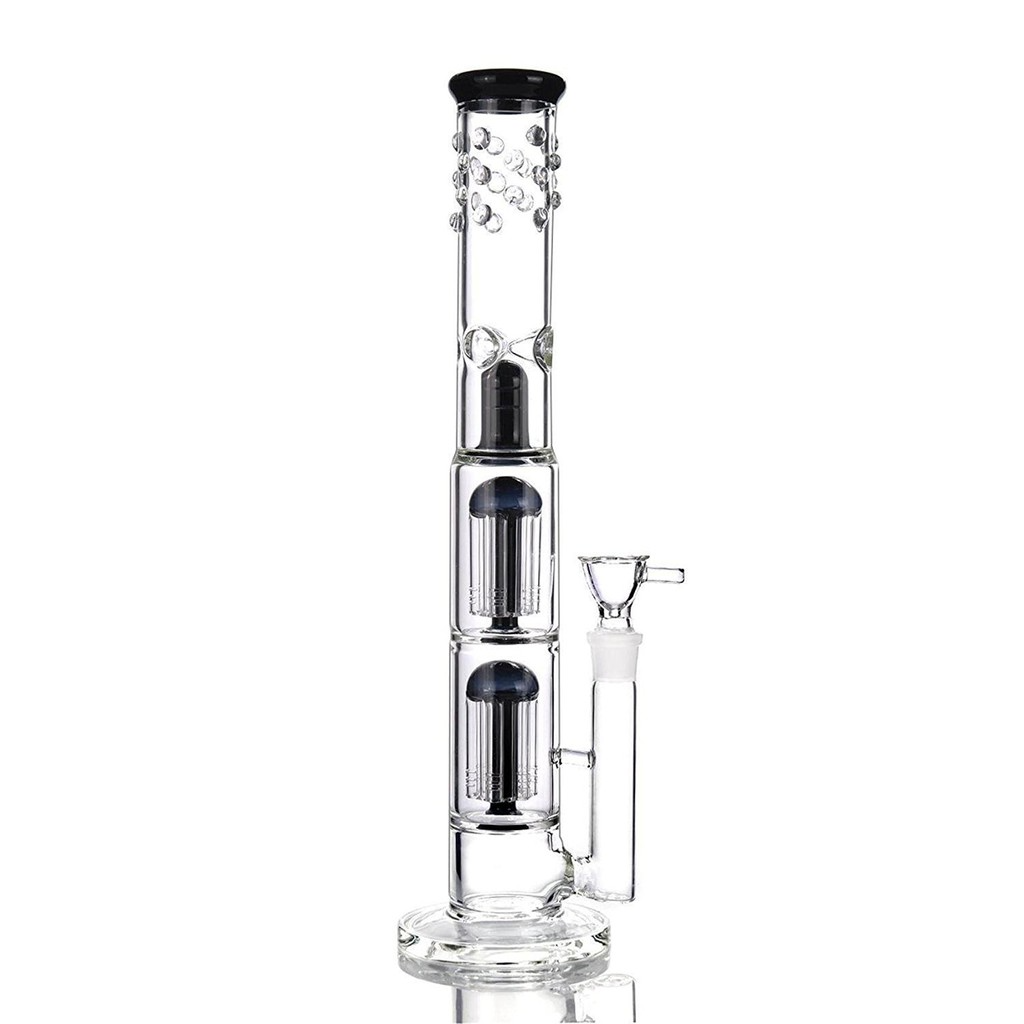 多色內鑲雙層濾蕊水煙壺 - Glass-100 Bong 38cm