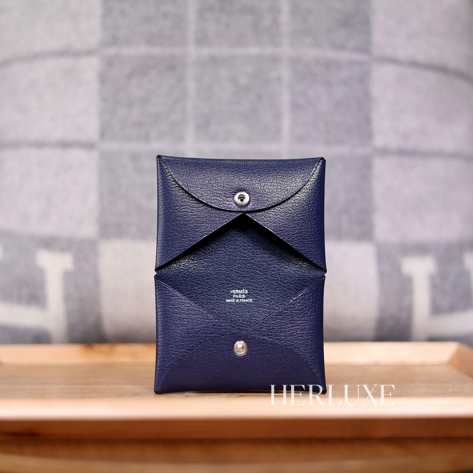 Calvi card holder 73 bleu saphir Chèvre