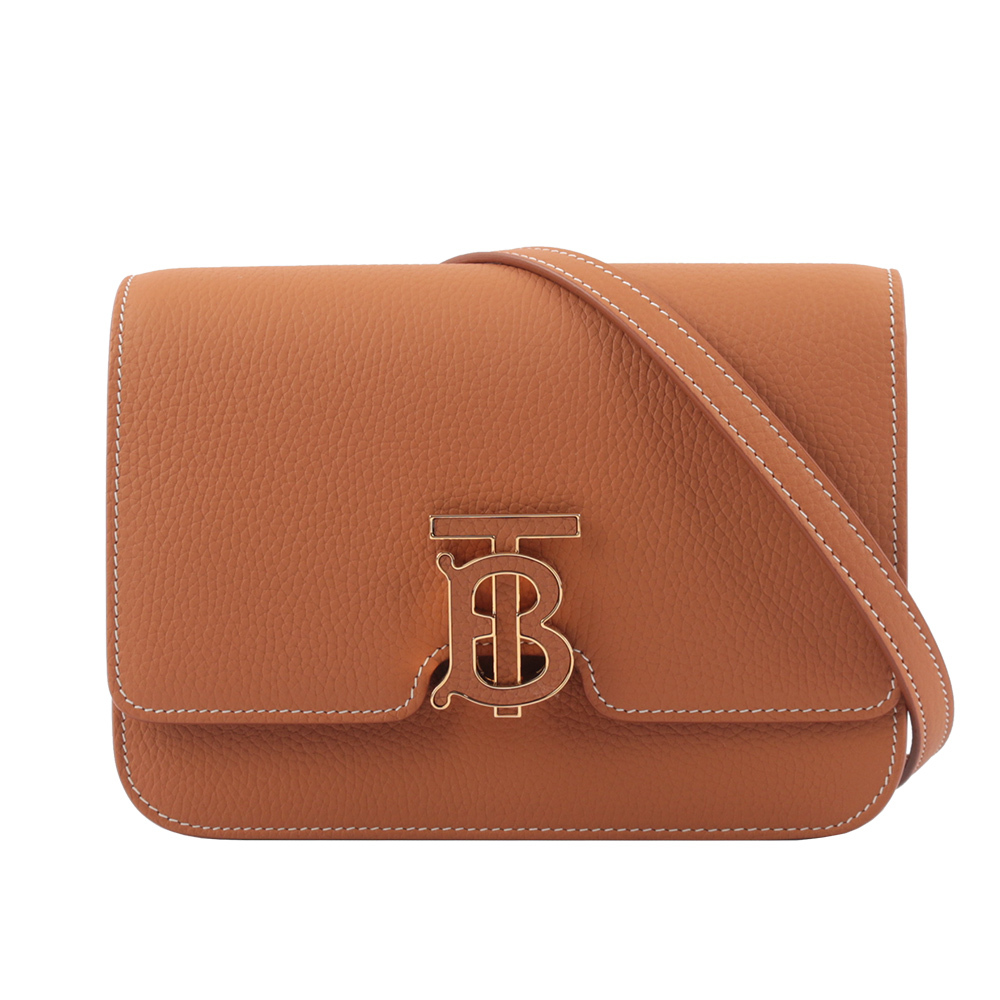 【BURBERRY】TB Logo 顆粒小牛皮斜背包(小款)