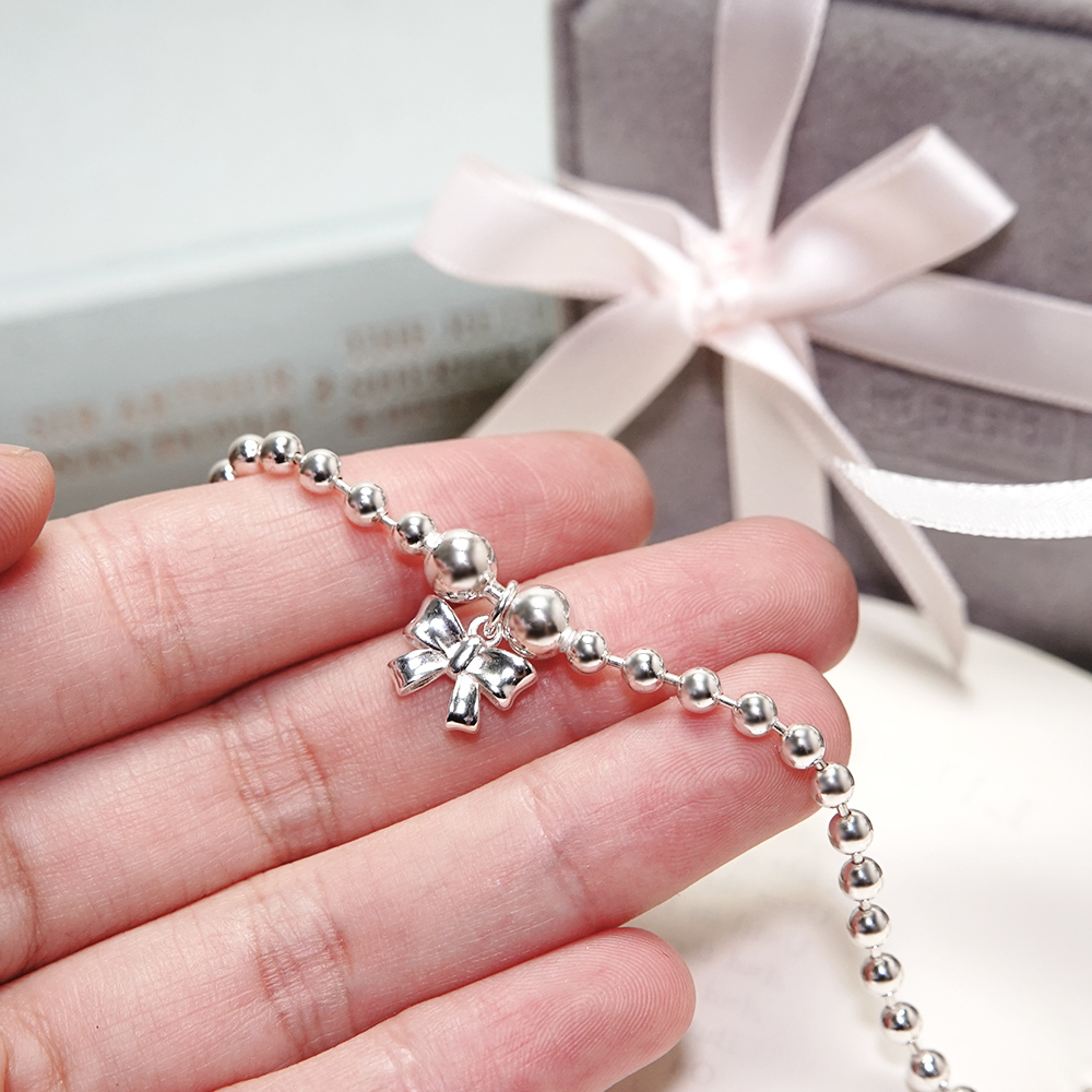 泡泡糖手鍊 蝴蝶結設計 925純銀女生手鍊