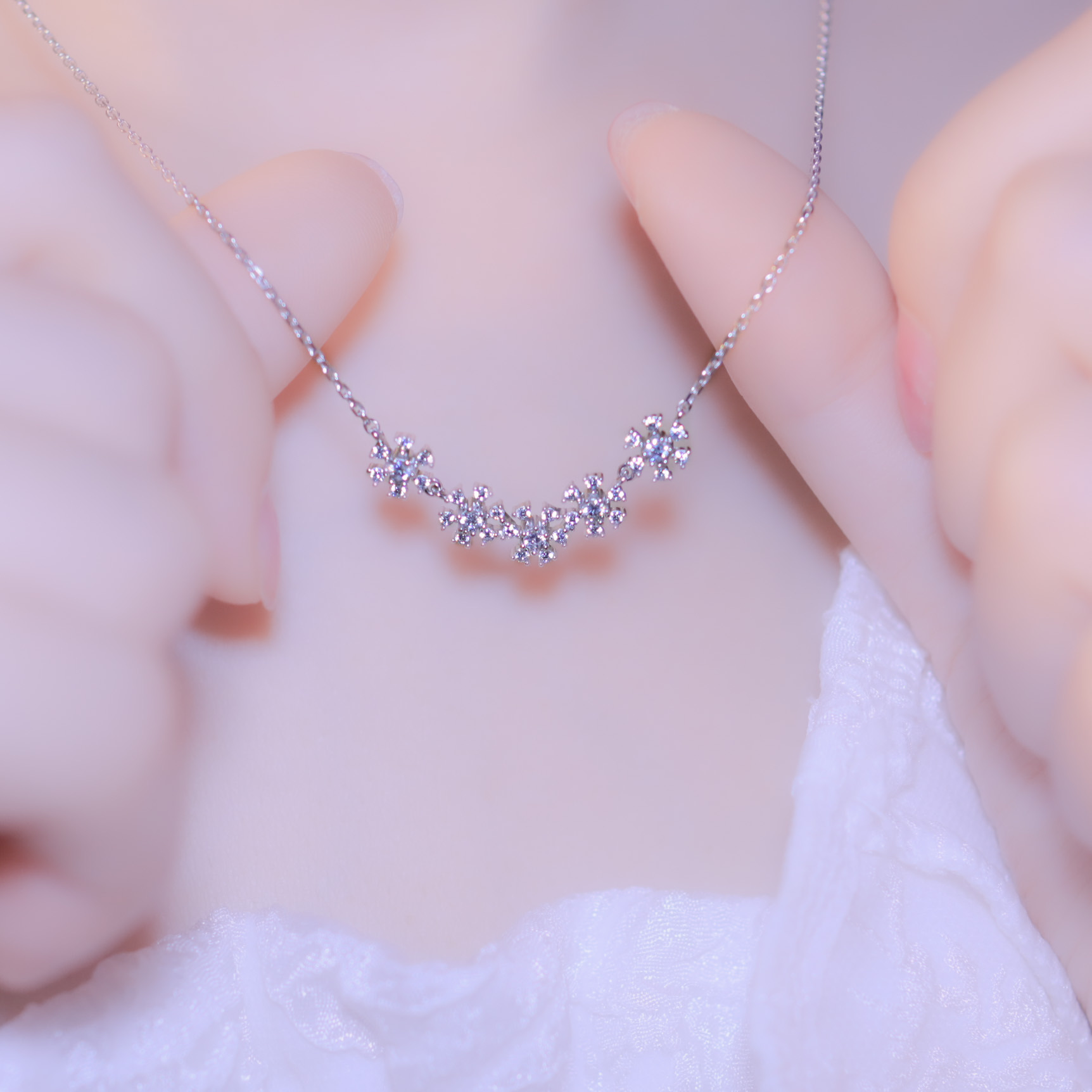 | 925純銀・厚鍍白金 | 銀河花岸線項鍊 | NE0882 |