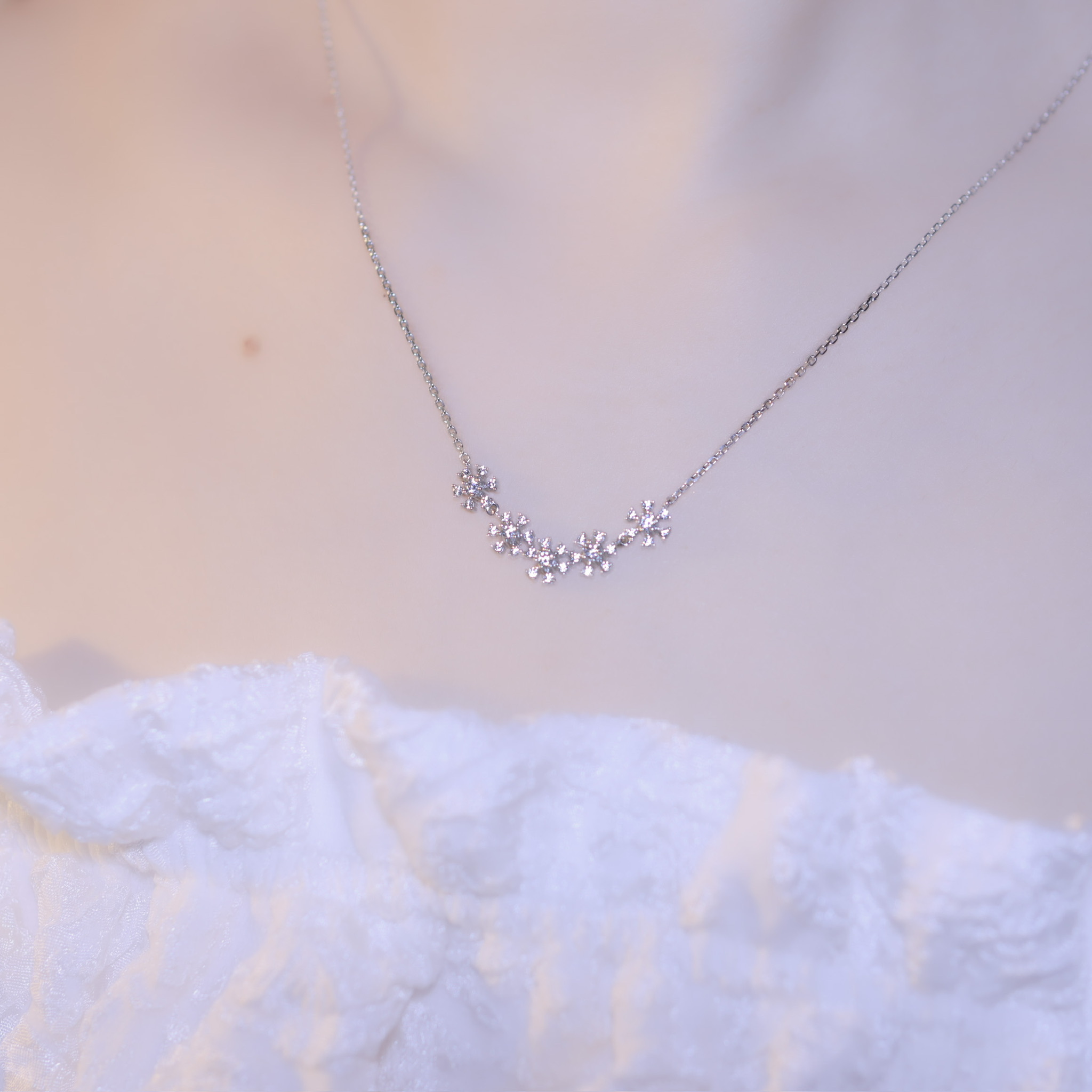 | 925純銀・厚鍍白金 | 銀河花岸線項鍊 | NE0882 |