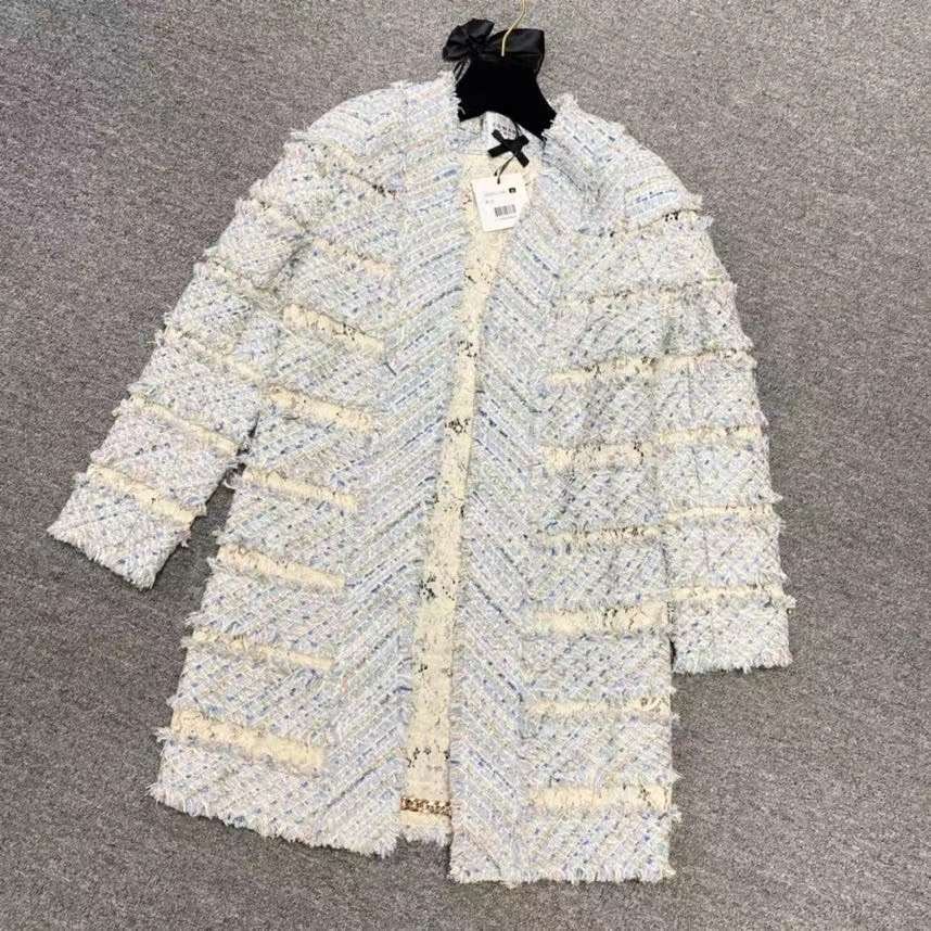 Edward Achour Paris 小香 霧霾藍 長款外套-M