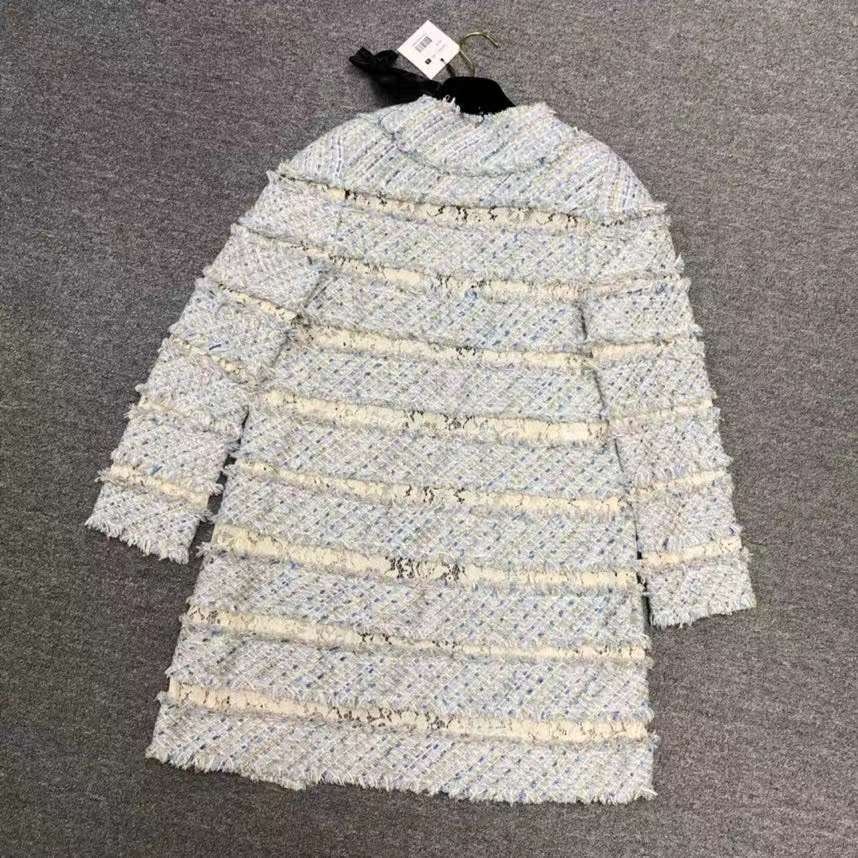 Edward Achour Paris 小香 霧霾藍 長款外套-M