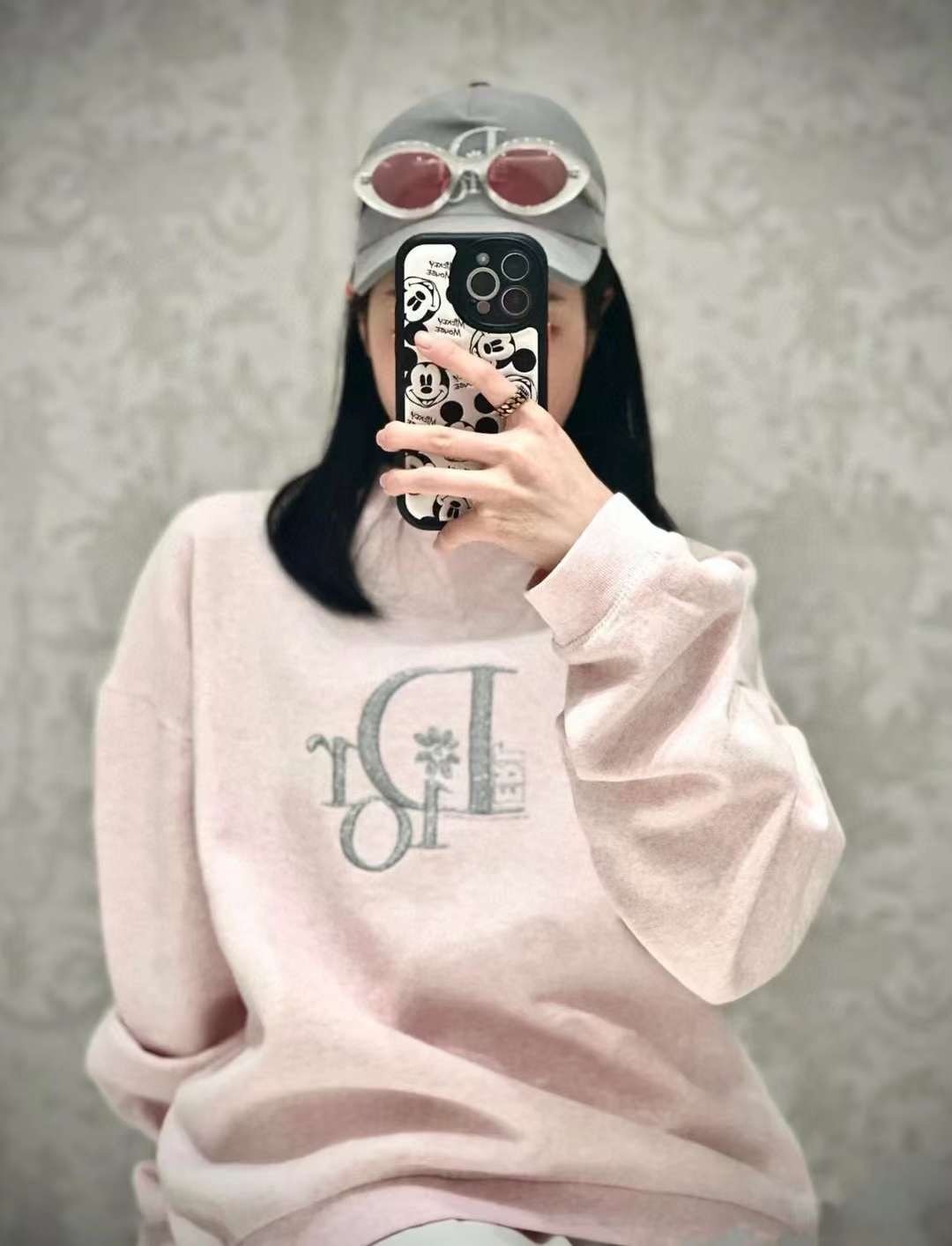 DIOR 粉色字母衛衣-M