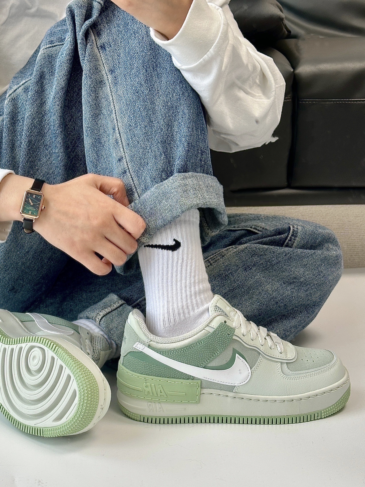 Nike Air Force 1 Shadow 薄荷綠