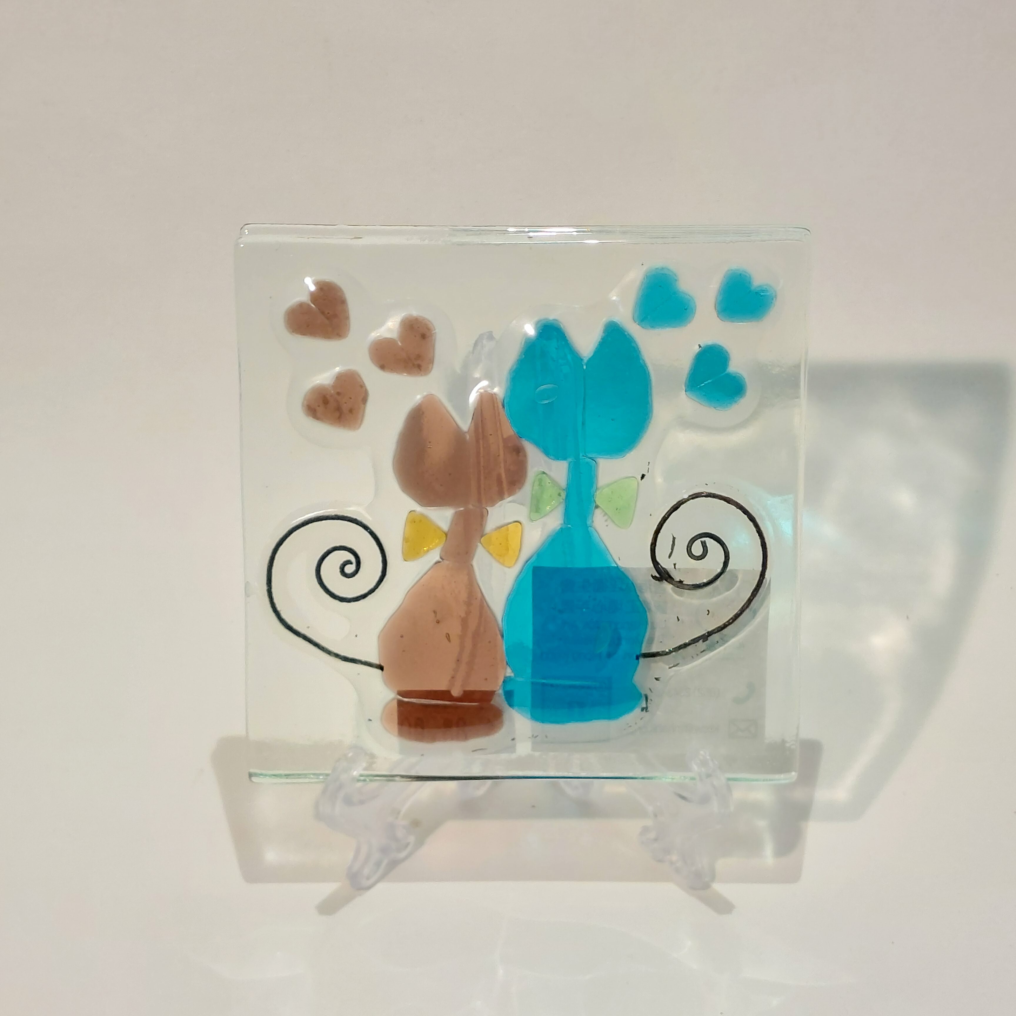 貓情侶玻璃擺設 KG013