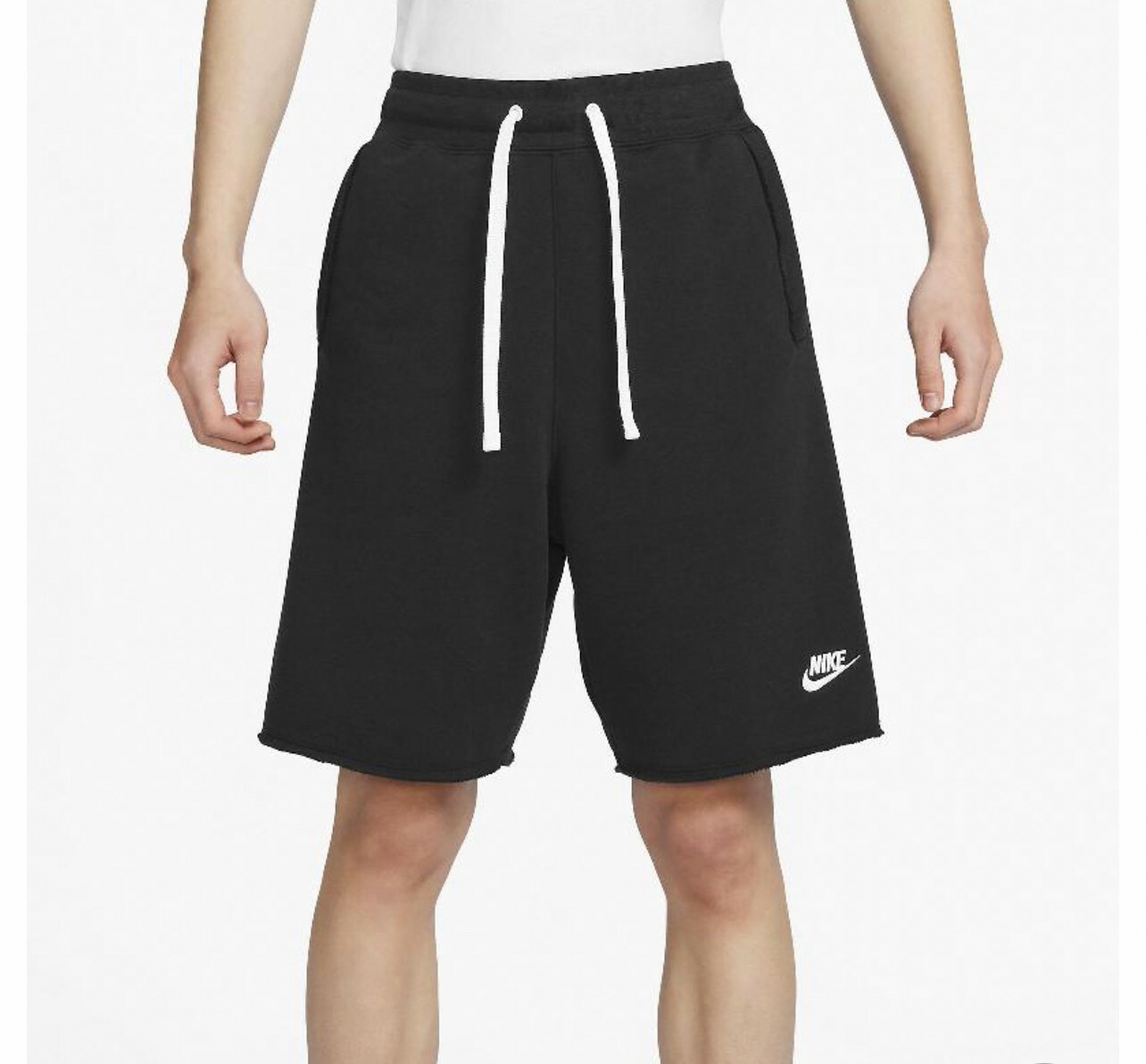 Nike 短褲 NSW 男款 黑 白 褲子 棉褲 寬鬆 不修邊 小LOGO DX0767-010 APR-