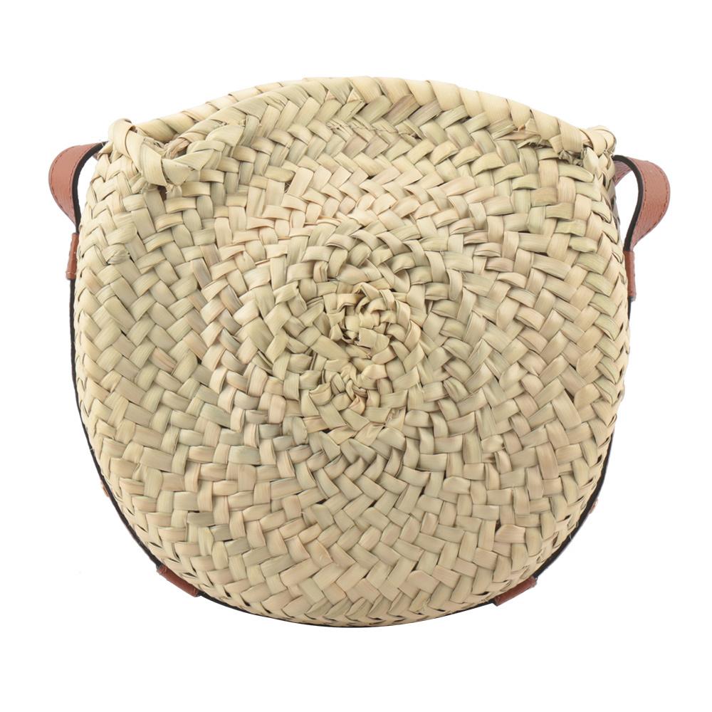 【CHLOE'】Marcie 酒椰葉編織拼接牛皮鈴鼓包(焦糖色)