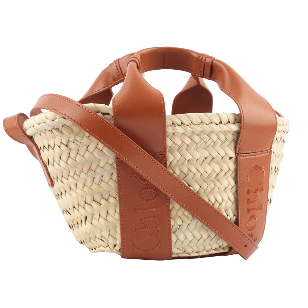 【Chloé】Sense 標誌刺繡牛皮編織小款二用包