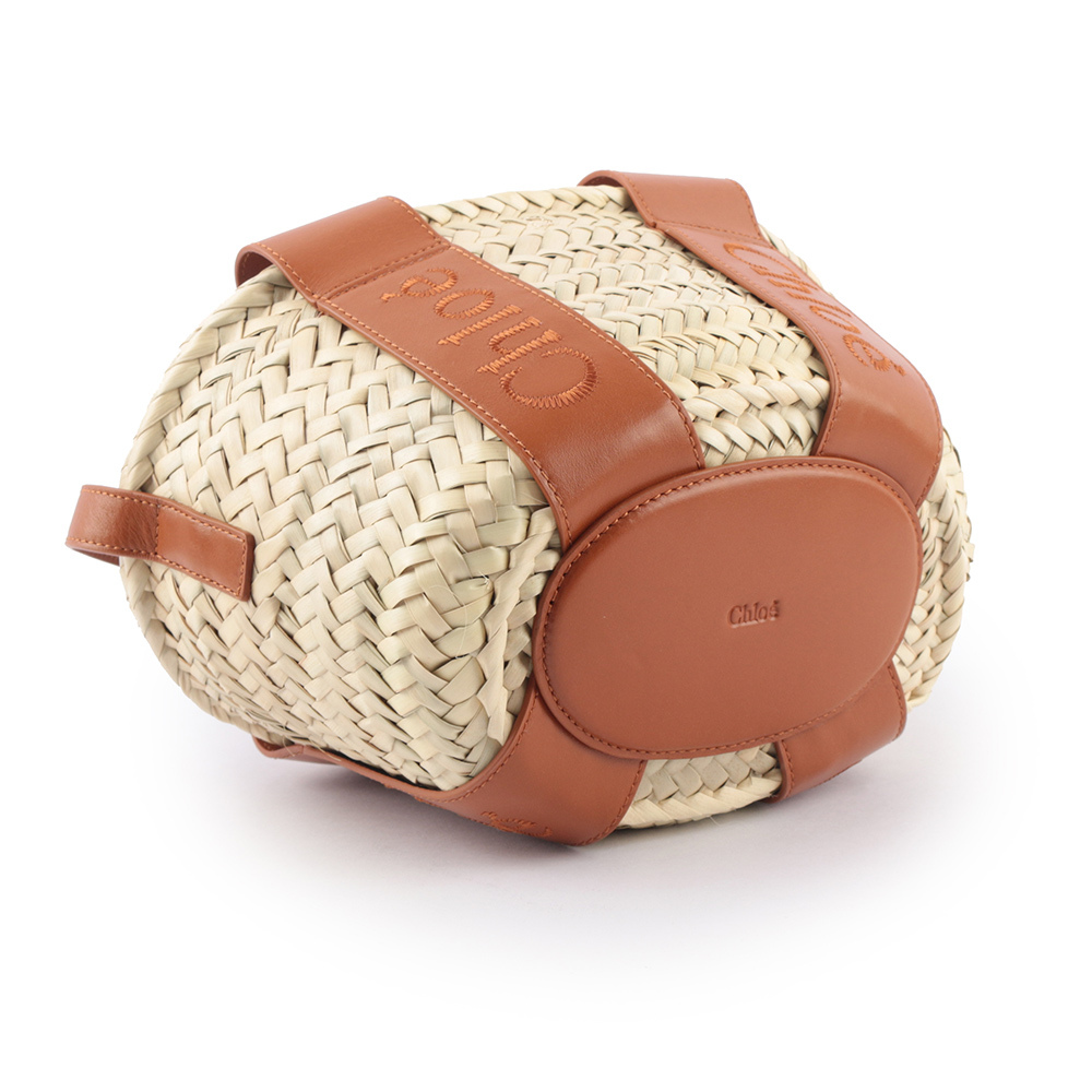 【Chloe】Chloe Sense 標誌刺繡牛皮編織小款二用包(焦糖色)