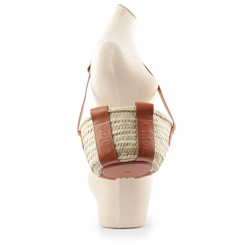 【Chloe】Chloe Sense 標誌刺繡牛皮編織小款二用包(焦糖色)