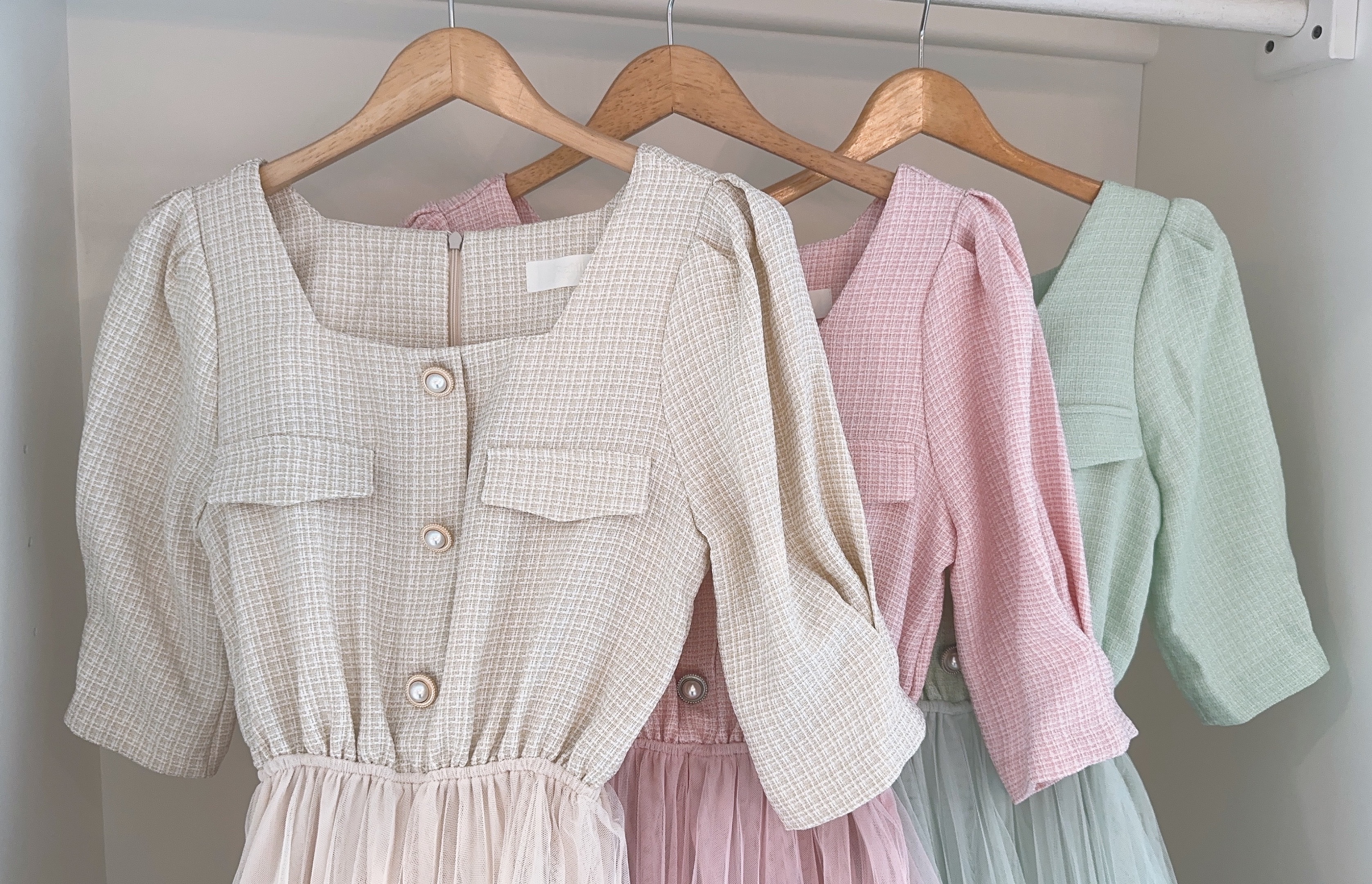 KOREAN TWEED LONG DRESS